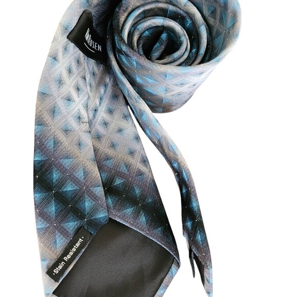 Van Heusen Men`s Blue Gray Geometric Necktie - Picture 2 of 4
